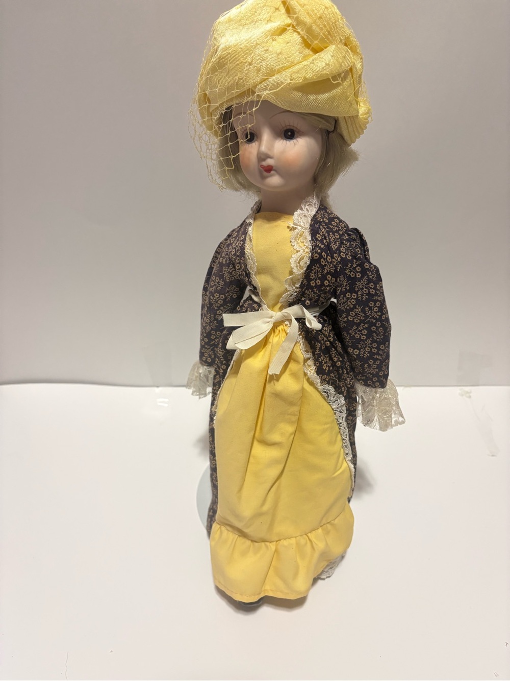 Yellow Vintage 1980’s-Style Porcelain Doll in Yellow Dress